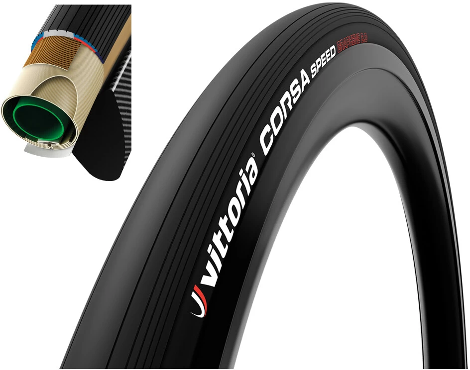 Vittoria Corsa Speed Tubular Tyre 700x25C Graphene 2.0 Beige 1 Vittoria Corsa Speed Tubular Tyre 700x25C Graphene 2.0 Beige