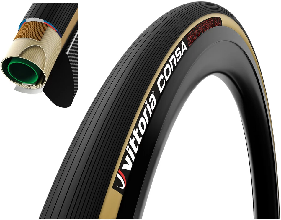 Vittoria Corsa Tubular Tyre 700x28C Graphene 2.0 Beige 1 Vittoria Corsa Tubular Tyre 700x28C Graphene 2.0 Beige