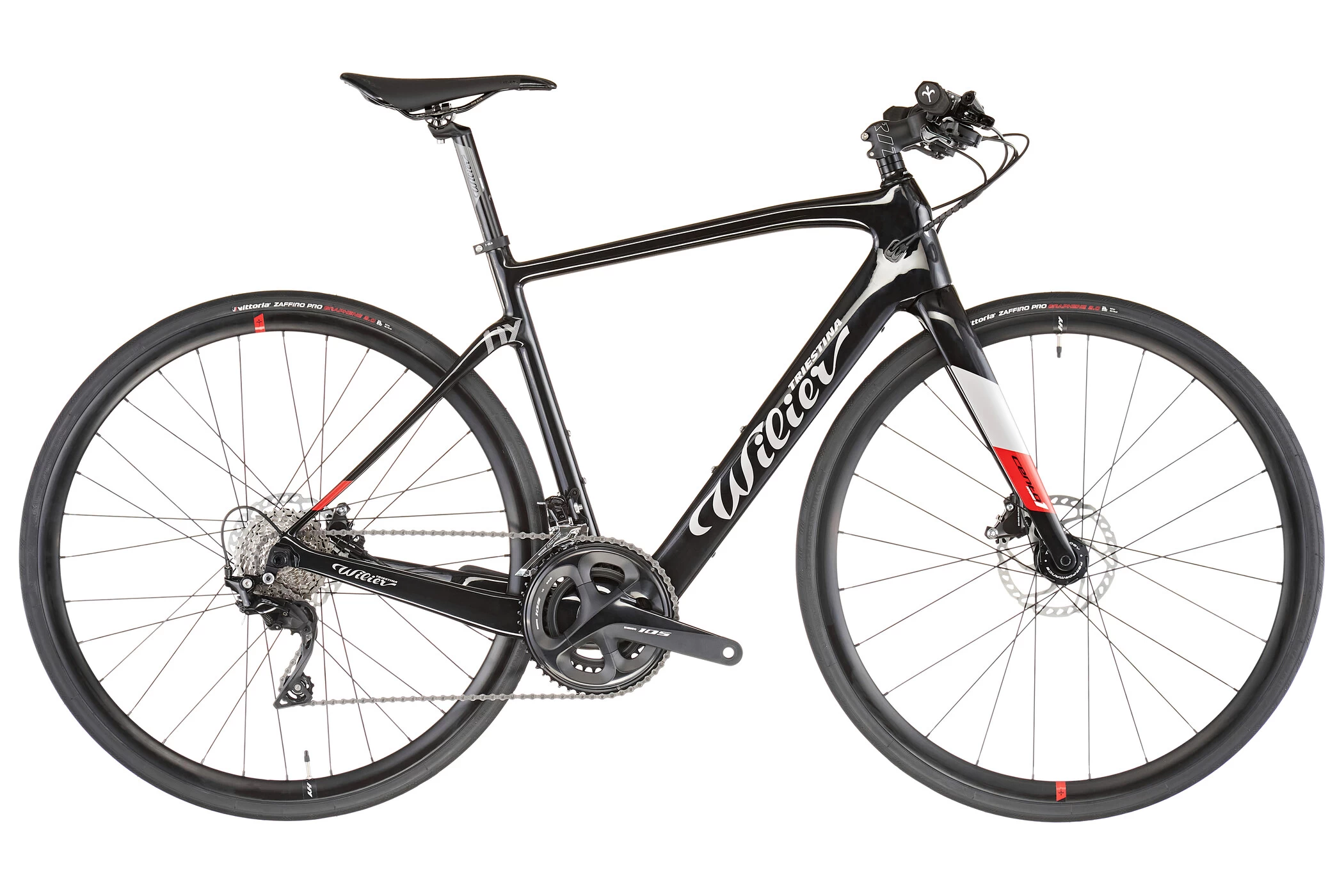 Wilier Cento1 Hybrid Flat Bar Black/grey/red/glossy 2 Wilier Cento1 Hybrid Flat Bar Black/grey/red/glossy - Image 2